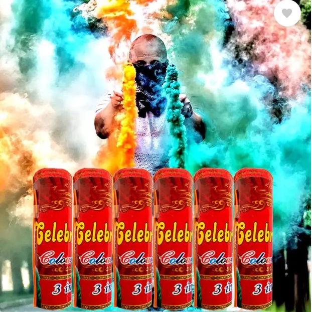 Holismok Herbal Holi Colour Fog Smoke - Natural, Safe & Eco-Friendly Gulal Holi Color Powder Pack of 6  (Red, 500 g)